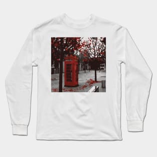 Red Phone Booths I London Street Nostalgia Long Sleeve T-Shirt